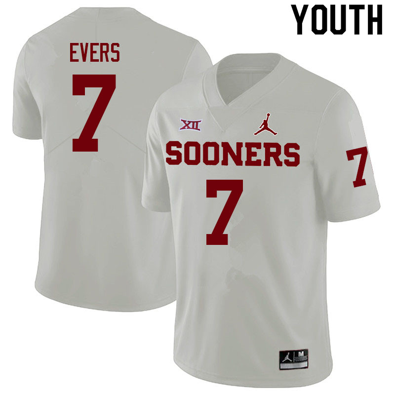 Youth #7 Nick Evers Oklahoma Sooners College Football Jerseys Sale-White - Click Image to Close